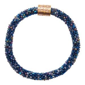 Beaded bracelet roll on armbandje blauw