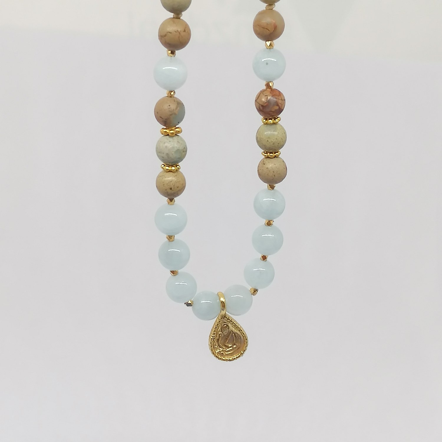Alignment mala -Aquamarijn & Aqua Terra Jaspis